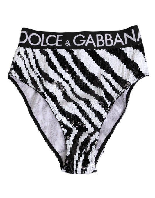 Dolce & Gabbana Black White Stripes High Waist Panty Underwear Dolce & Gabbana