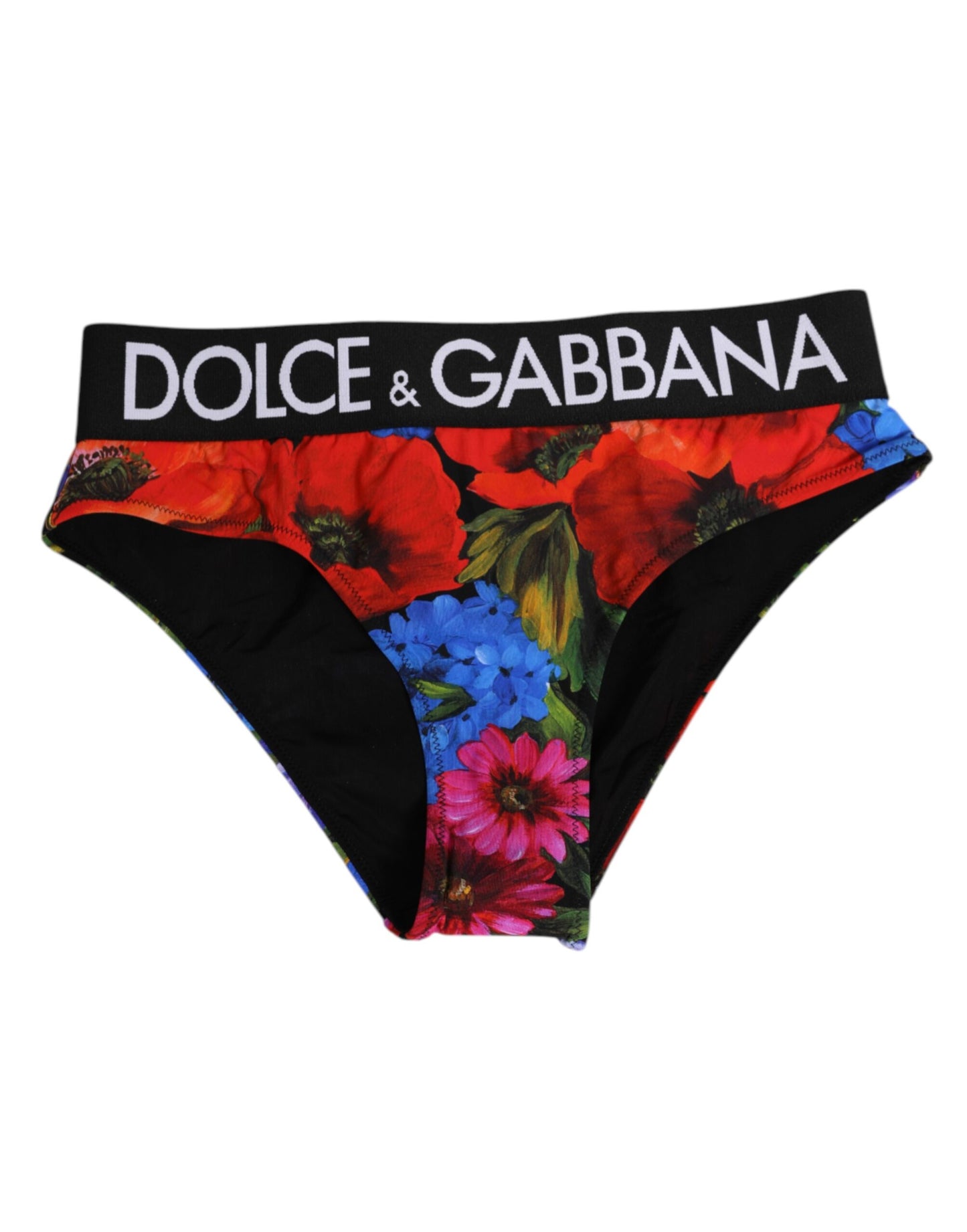 Dolce & Gabbana Black Floral Print High Waist Panty Underwear Dolce & Gabbana