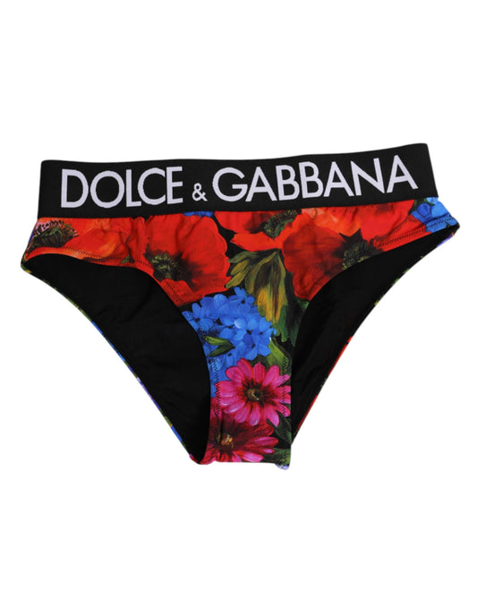 Dolce & Gabbana Black Floral Print High Waist Panty Underwear Dolce & Gabbana