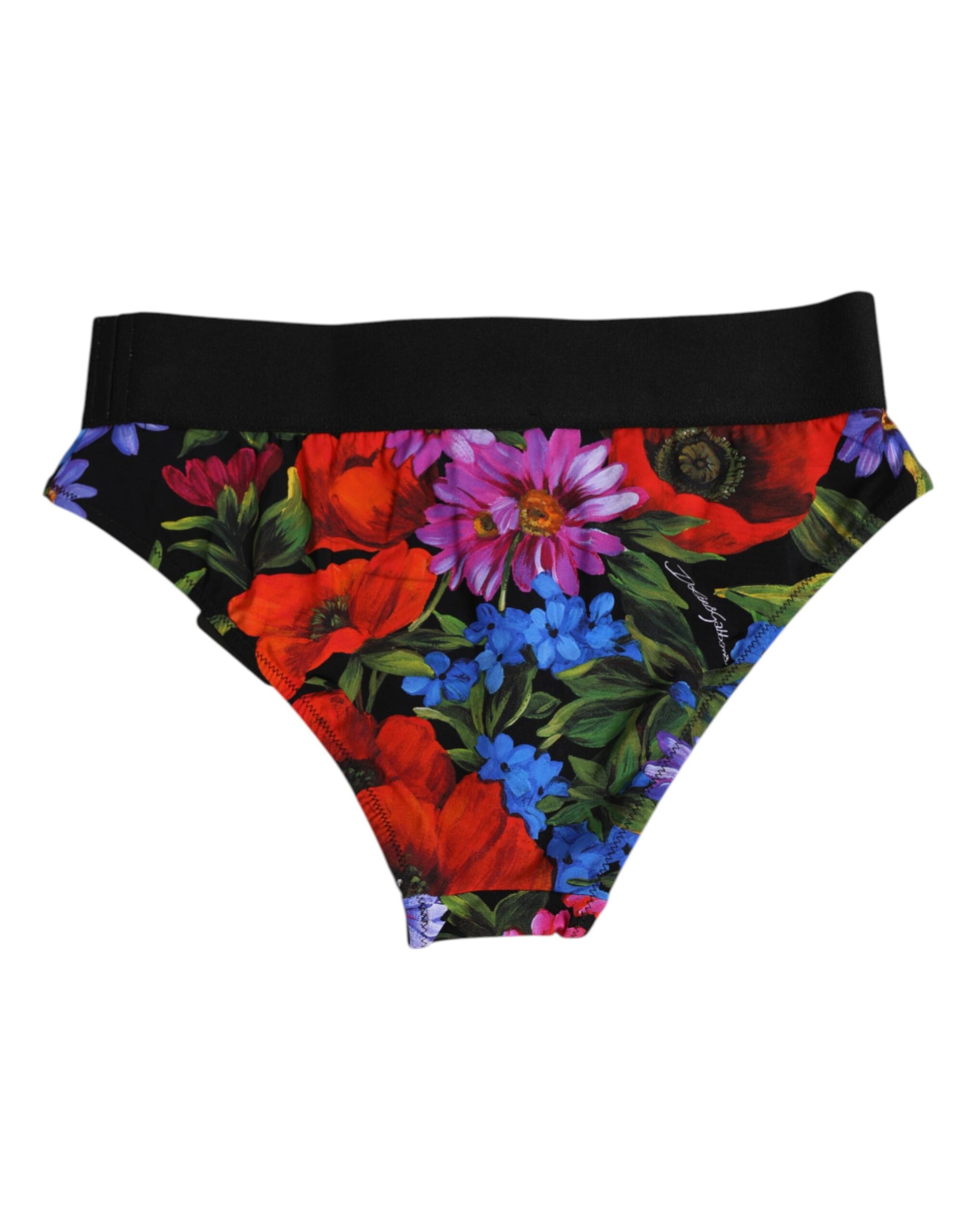 Dolce & Gabbana Black Floral Print High Waist Panty Underwear Dolce & Gabbana