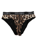 Dolce & Gabbana Brown Leopard Nylon High Waist Panty Underwear - Eljoys Fashion 