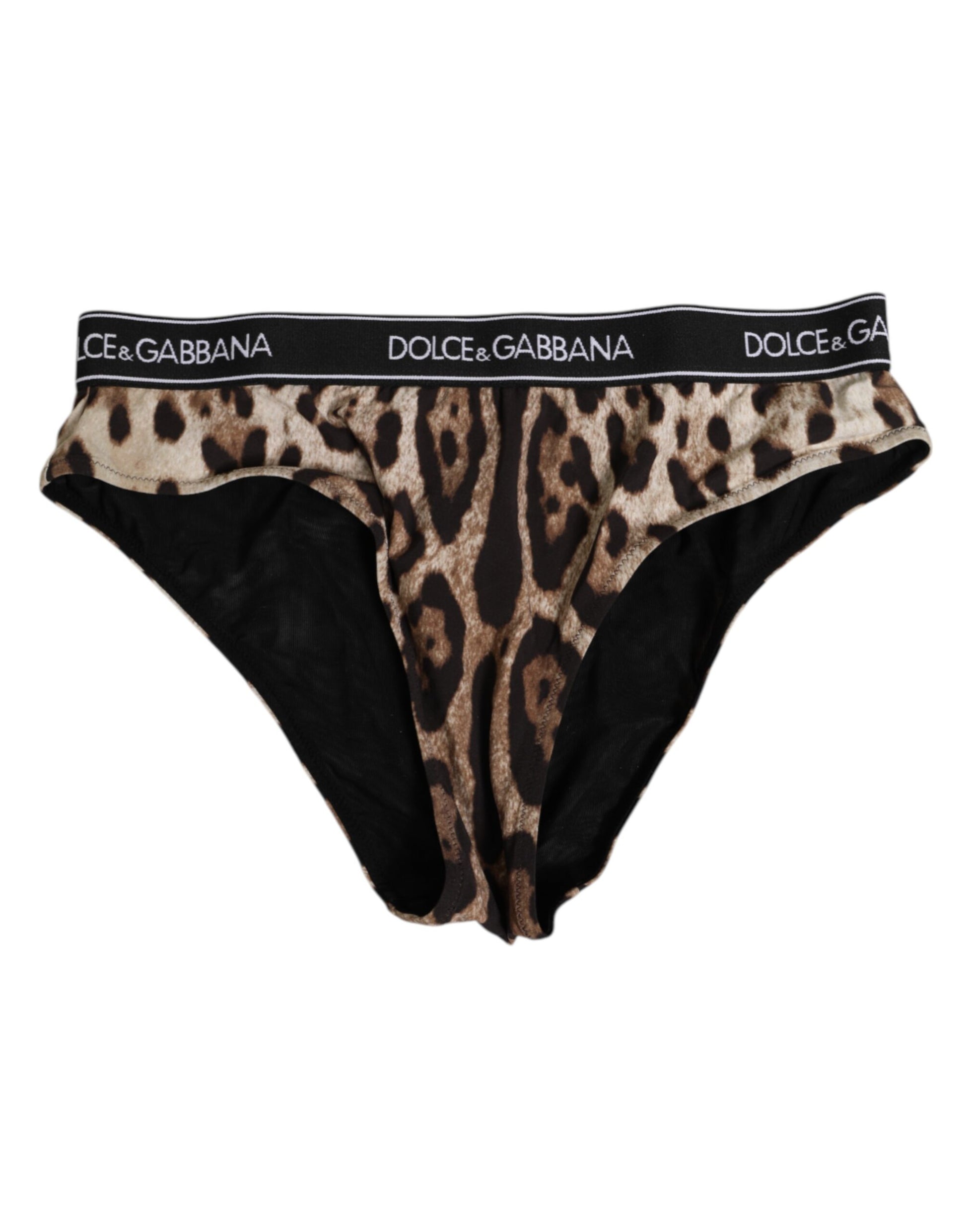 Dolce & Gabbana Brown Leopard Nylon High Waist Panty Underwear Dolce & Gabbana