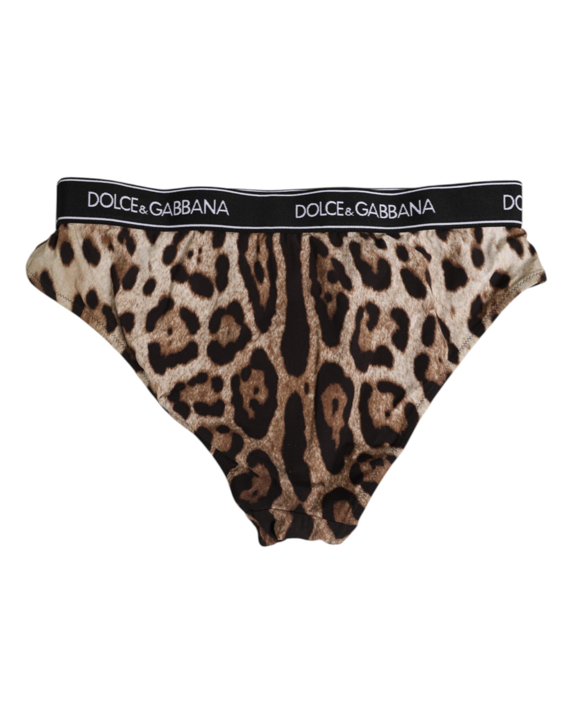 Dolce & Gabbana Brown Leopard Nylon High Waist Panty Underwear Dolce & Gabbana