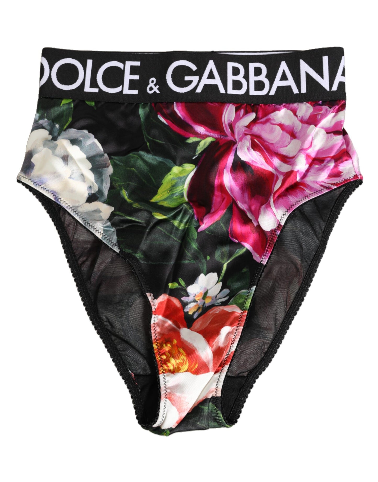 Dolce & Gabbana Black Floral Print High Waist Panty Underwear Dolce & Gabbana