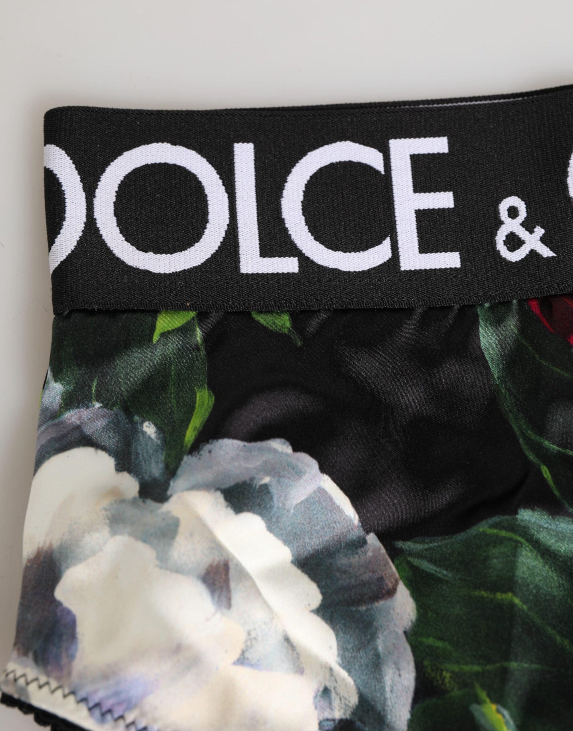Dolce & Gabbana Black Floral Print High Waist Panty Underwear Dolce & Gabbana