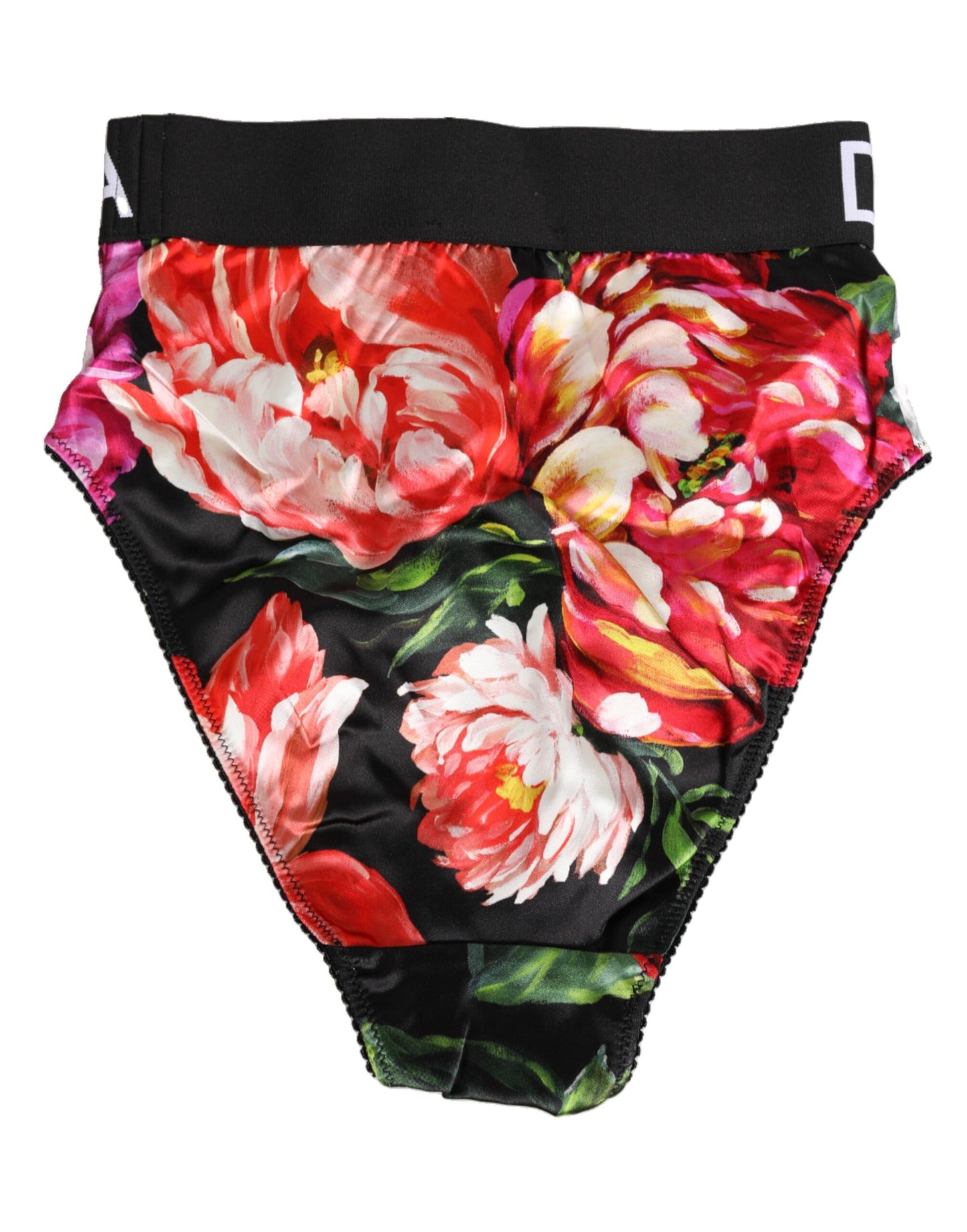 Dolce & Gabbana Black Floral Print High Waist Panty Underwear Dolce & Gabbana