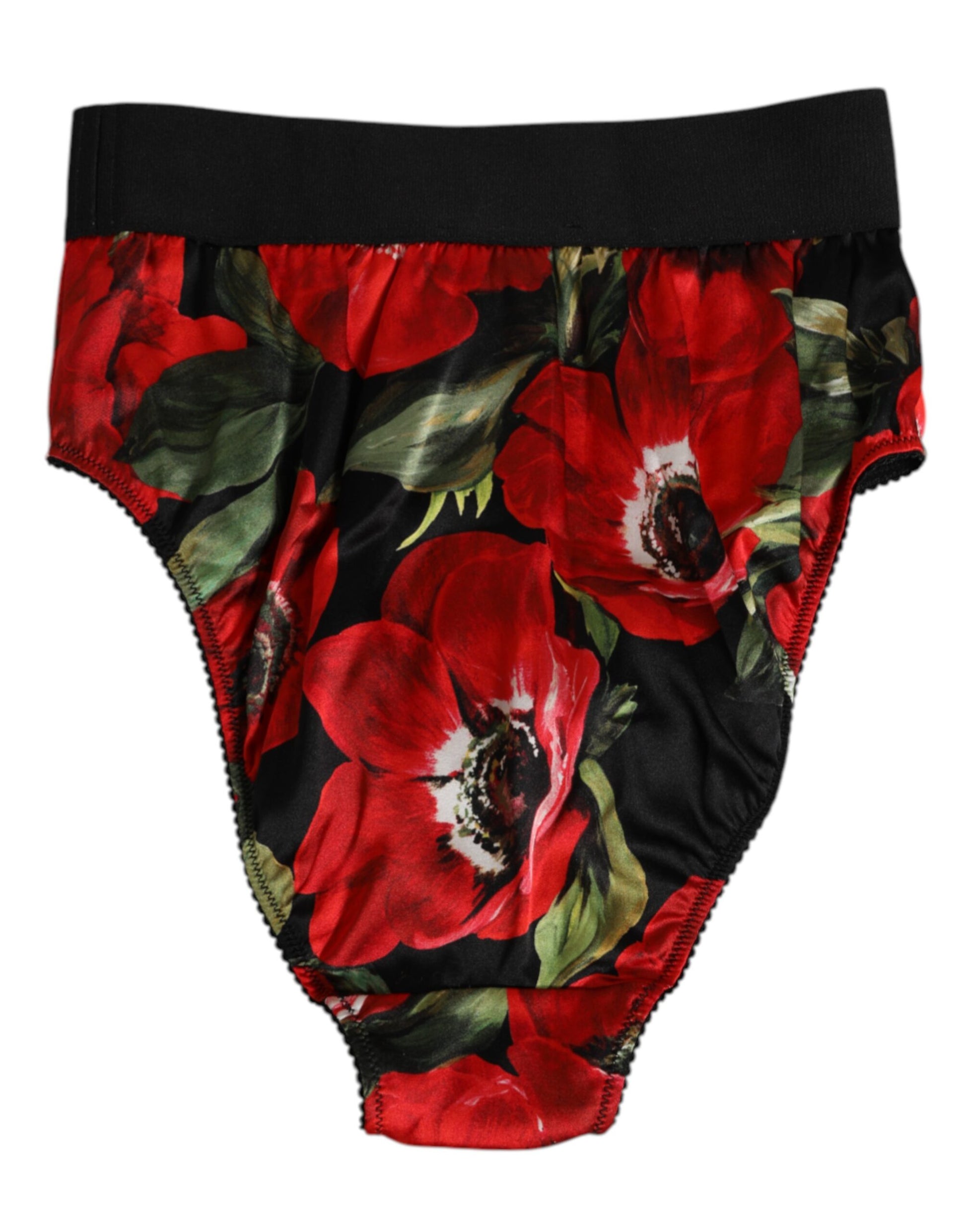 Dolce & Gabbana Black Floral Print High Waist Panty Underwear Dolce & Gabbana