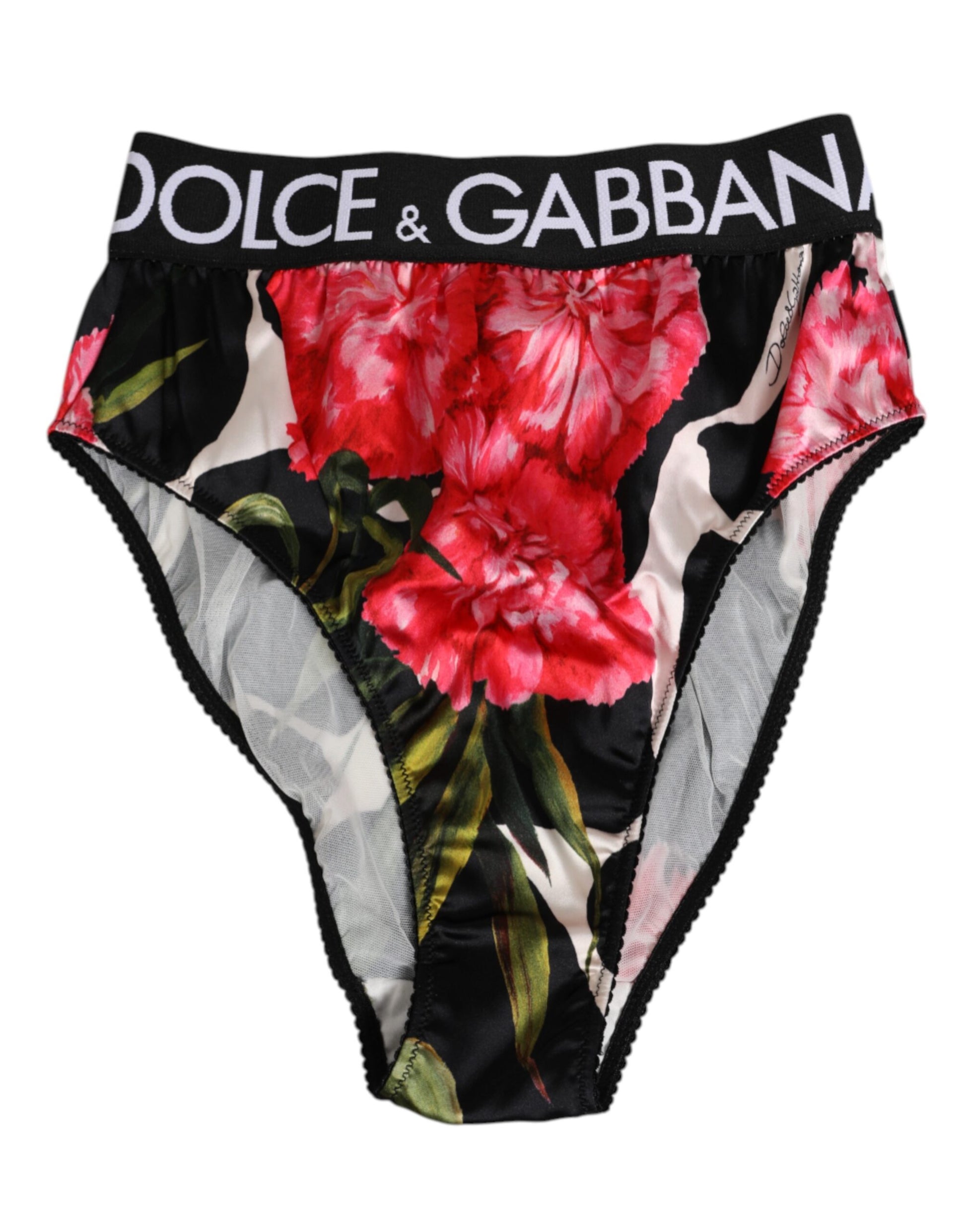 Dolce & Gabbana Black Floral Print High Waist Panty Underwear Dolce & Gabbana