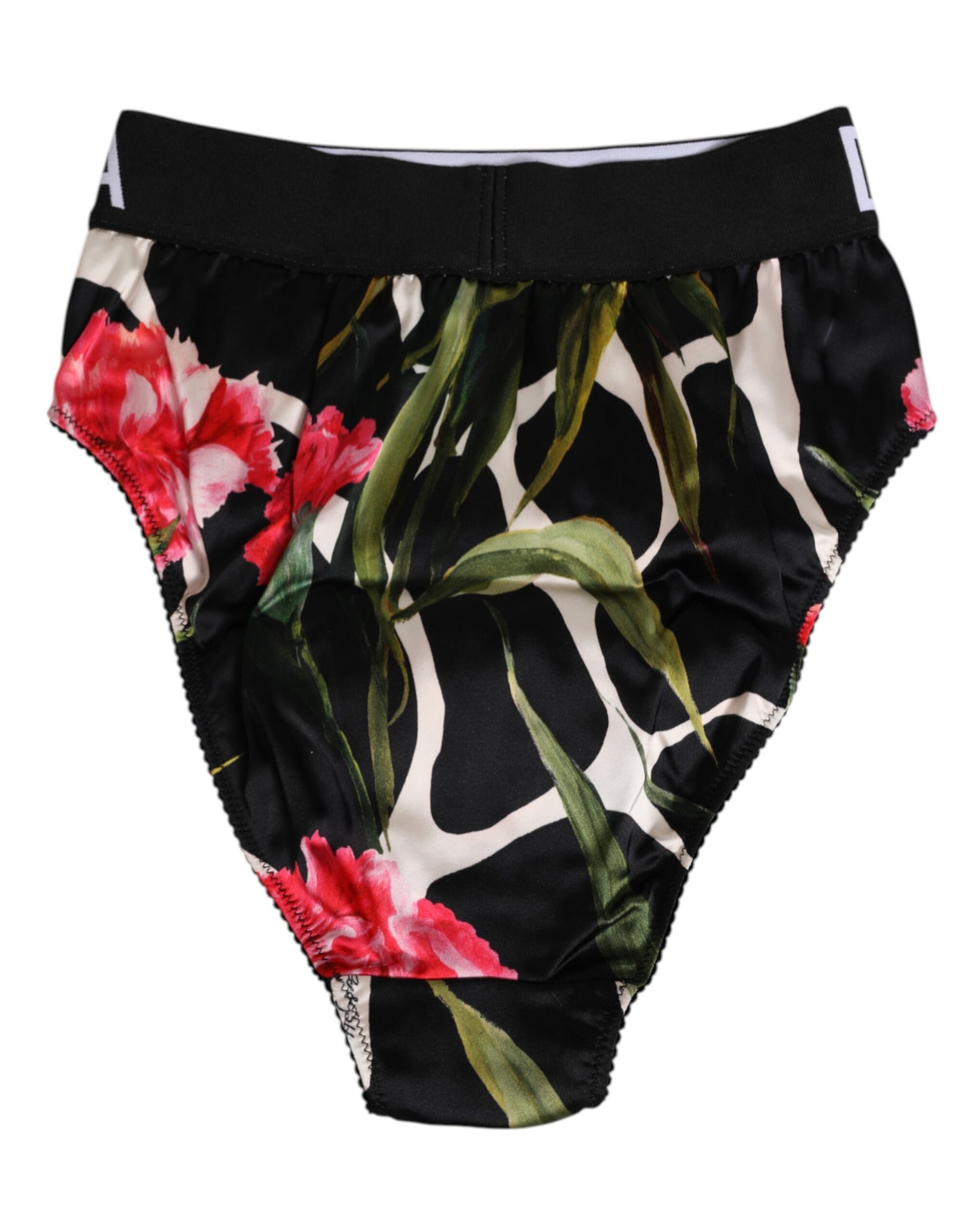 Dolce & Gabbana Black Floral Print High Waist Panty Underwear Dolce & Gabbana