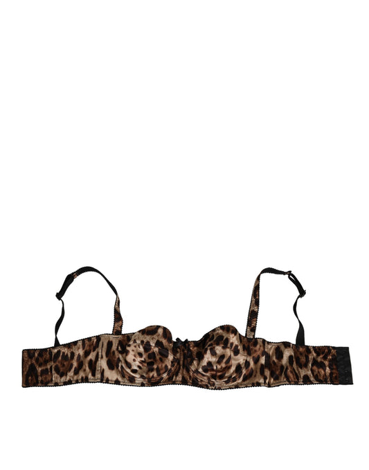 Dolce & Gabbana Brown Leopard Silk Balconnet Bra Underwear Dolce & Gabbana
