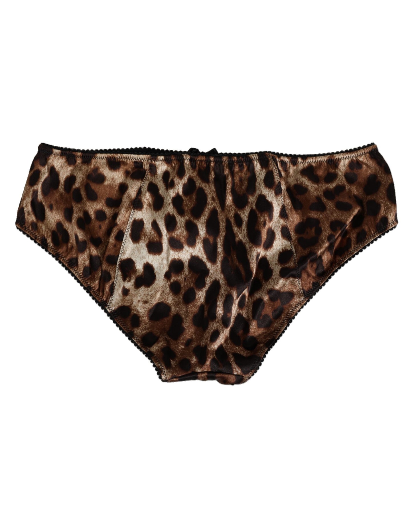 Dolce & Gabbana Brown Leopard Silk Mid Waist Panty Underwear Dolce & Gabbana