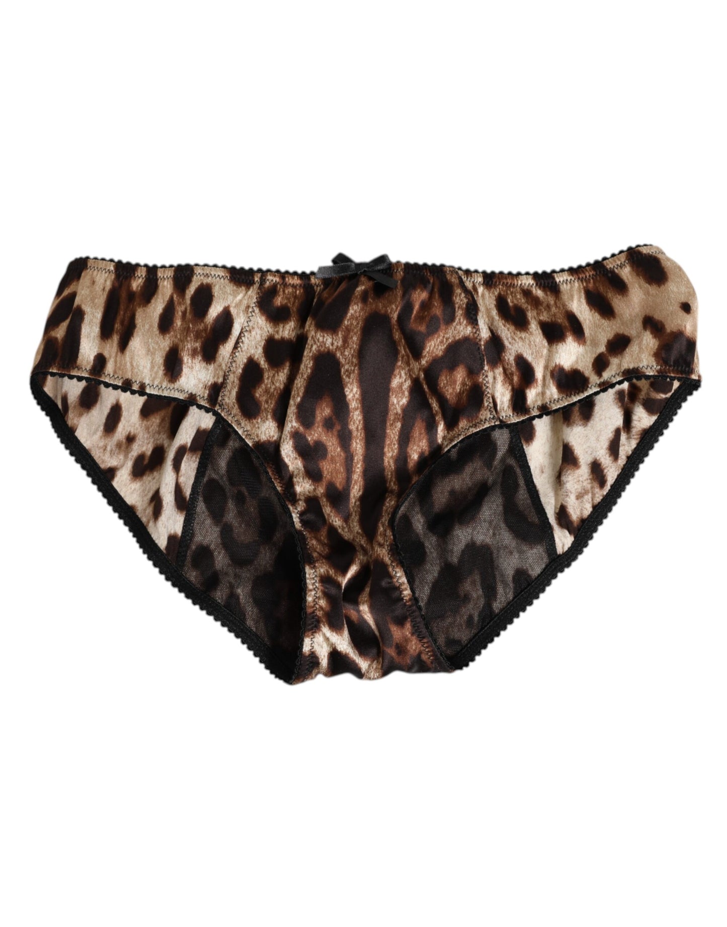 Dolce & Gabbana Brown Leopard Silk Mid Waist Panty Underwear Dolce & Gabbana