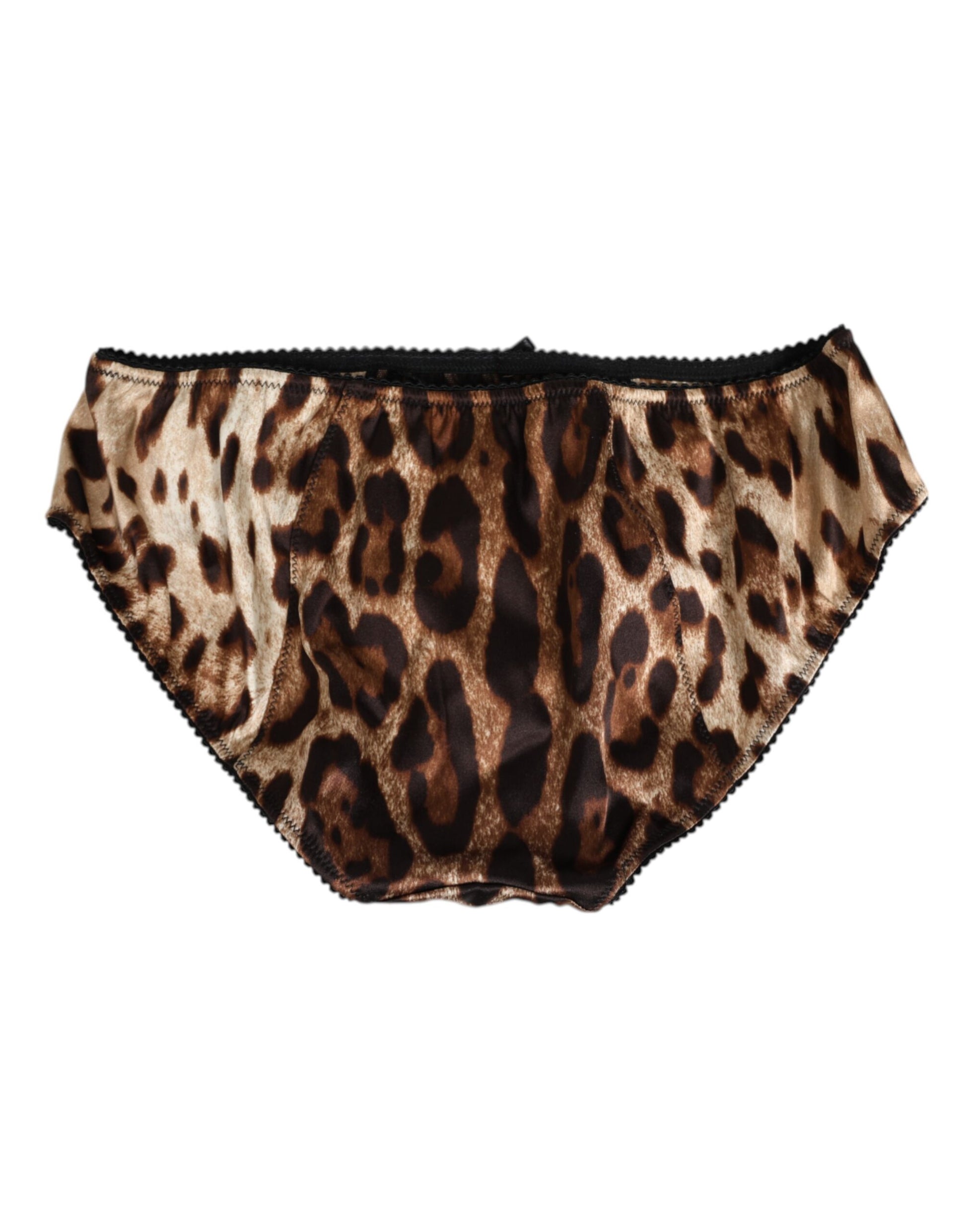 Dolce & Gabbana Brown Leopard Silk Mid Waist Panty Underwear Dolce & Gabbana