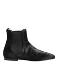 Dolce & Gabbana Black Leather Fur Men CHELSEA Boots Shoes - Eljoys Fashion 