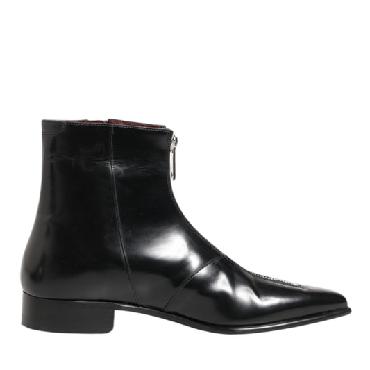 Dolce & Gabbana Black Calfskin Leather Men SHORT Boots Shoes Dolce & Gabbana