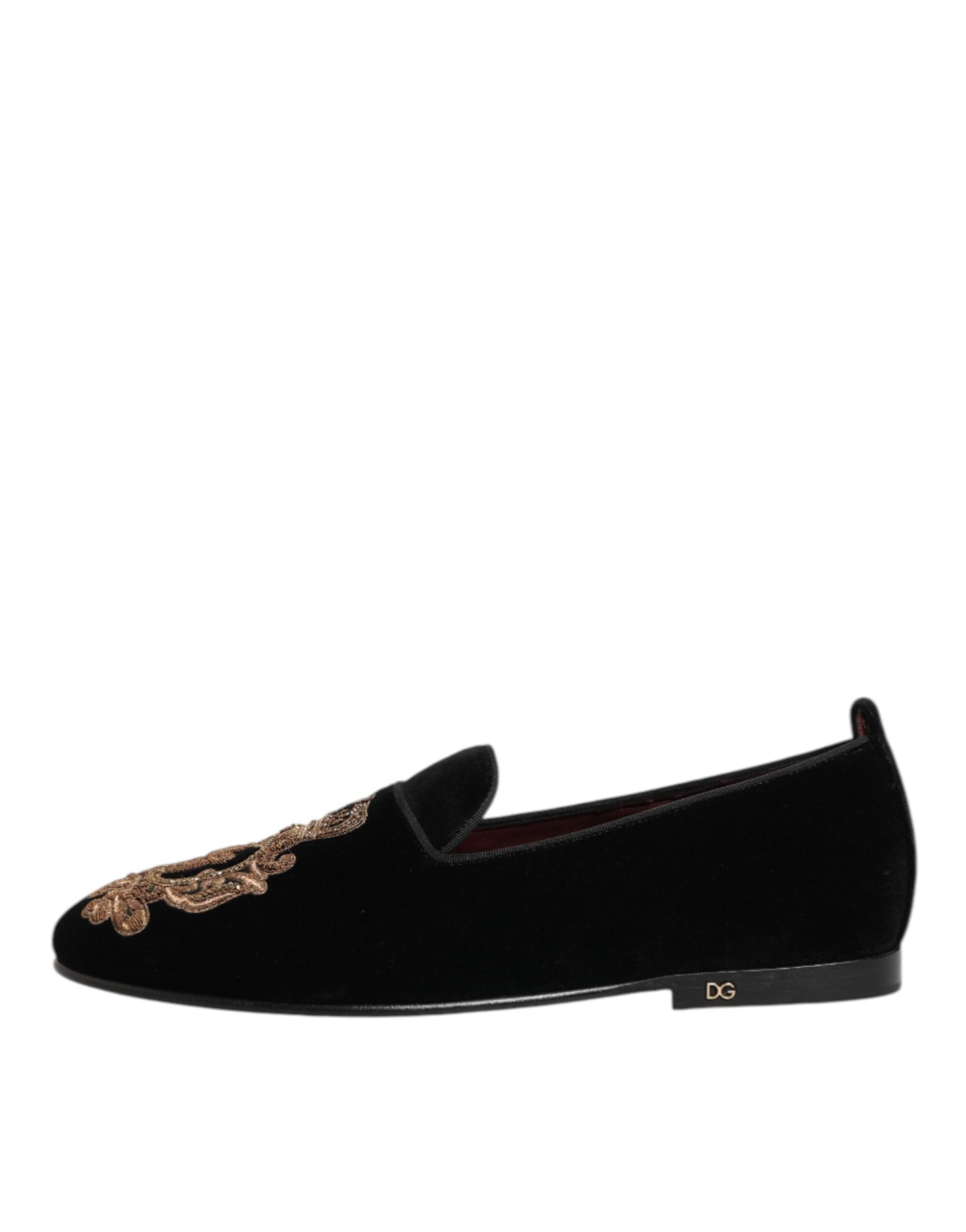 Dolce & Gabbana Black Velvet Gold Crown Mens Loafers Shoes Dolce & Gabbana