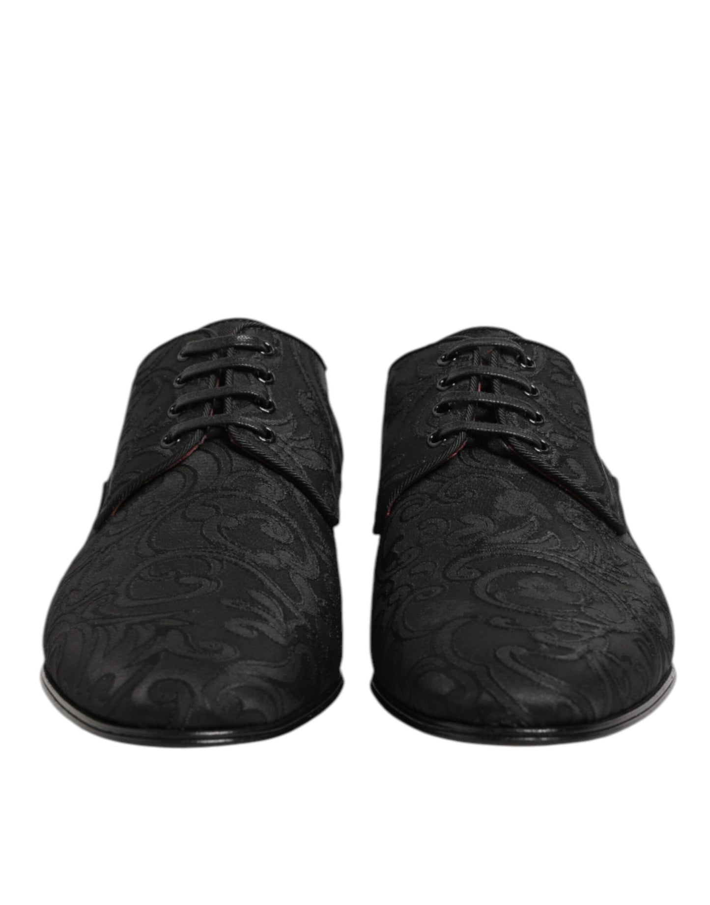 Dolce & Gabbana Black Brocade Lace Up Derby Men Dress Shoes Dolce & Gabbana