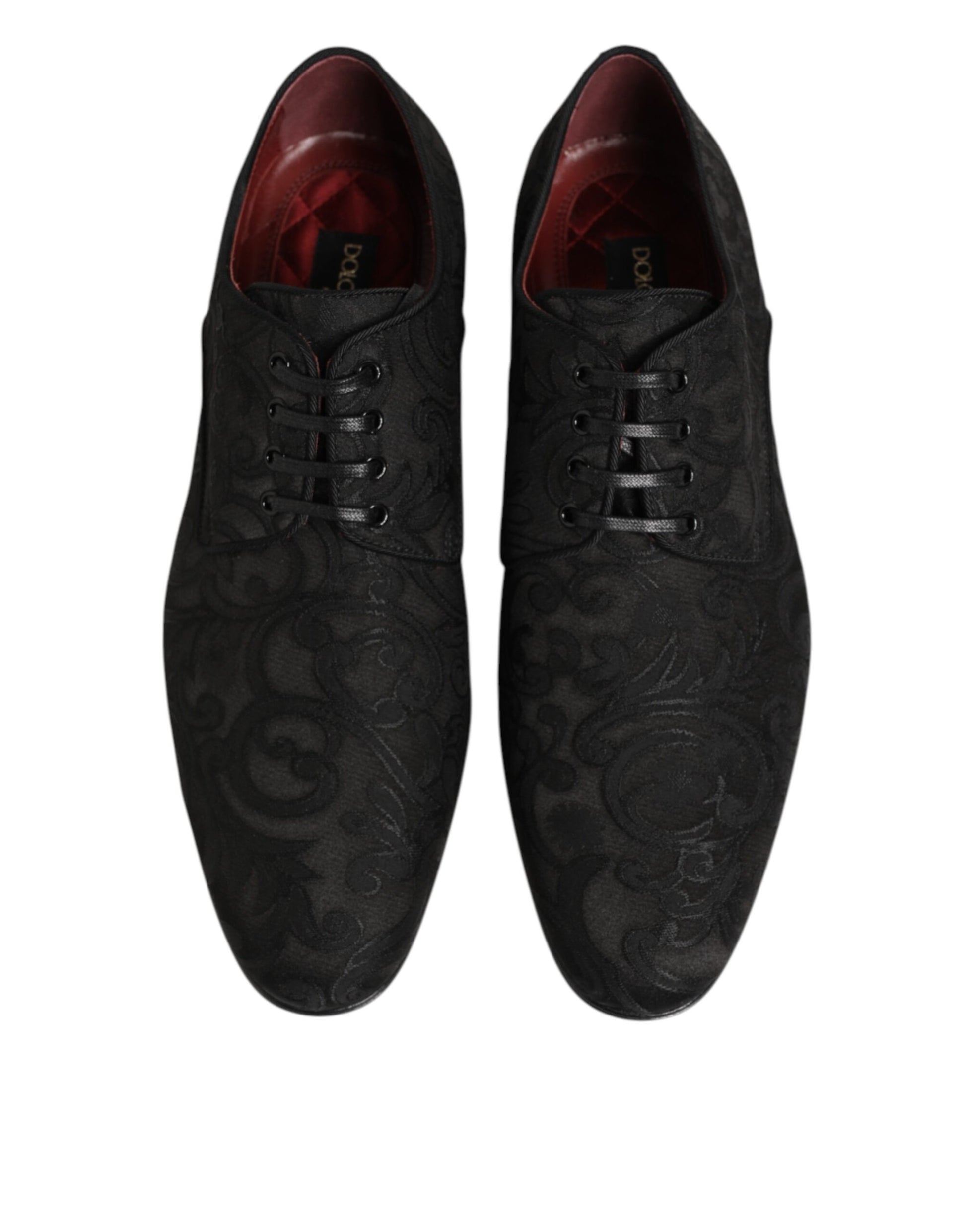 Dolce & Gabbana Black Brocade Lace Up Derby Men Dress Shoes Dolce & Gabbana