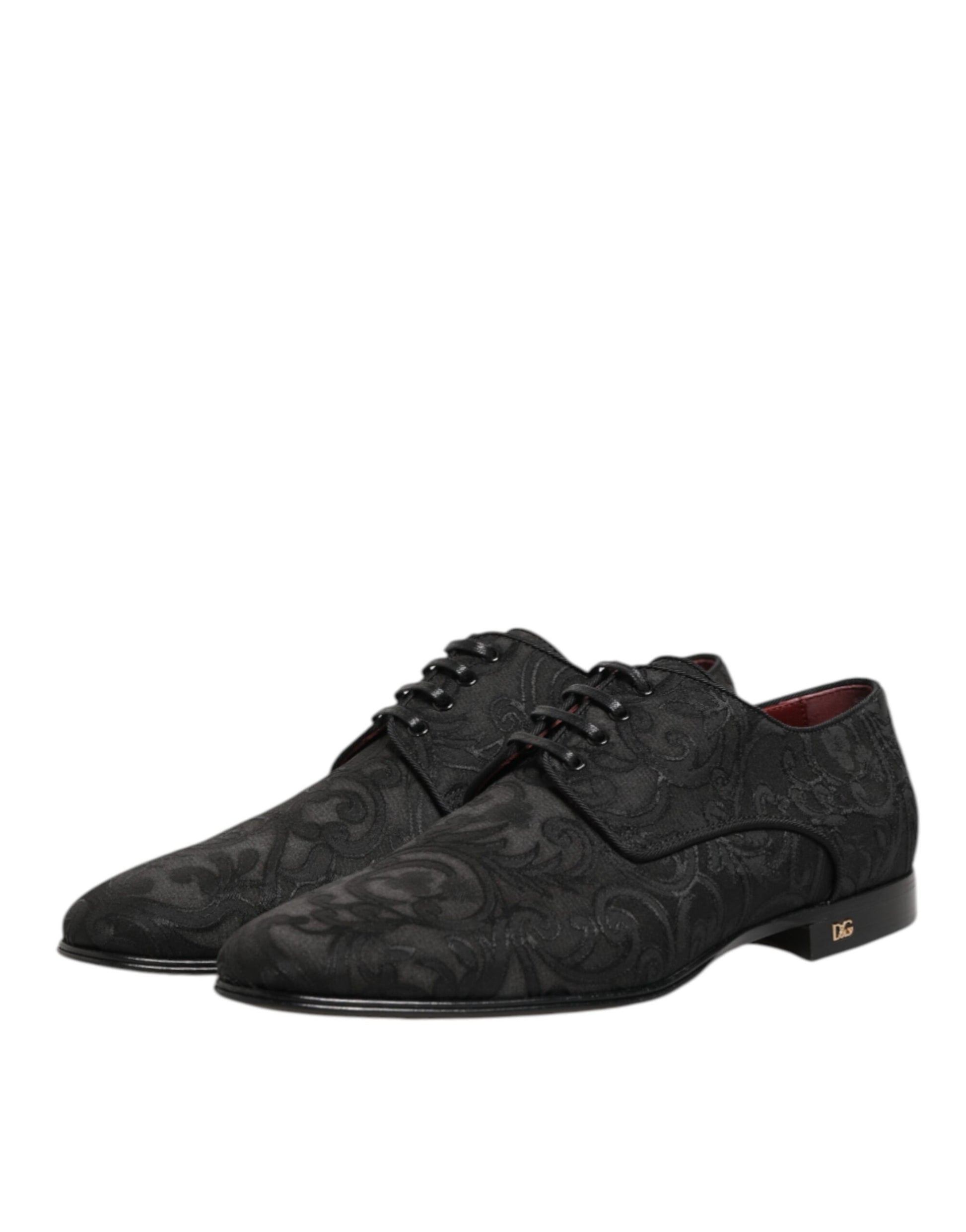 Dolce & Gabbana Black Brocade Lace Up Derby Men Dress Shoes Dolce & Gabbana