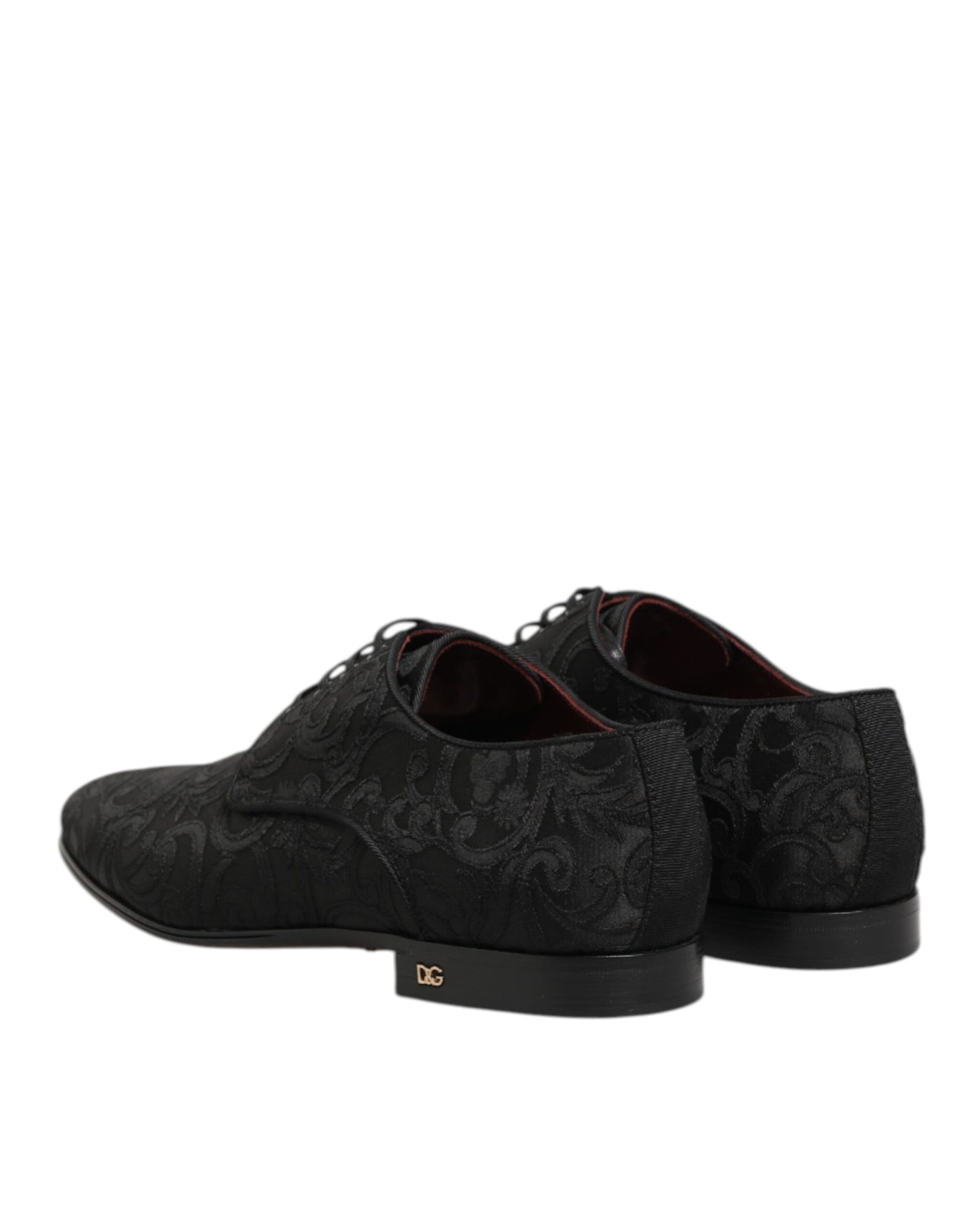 Dolce & Gabbana Black Brocade Lace Up Derby Men Dress Shoes Dolce & Gabbana