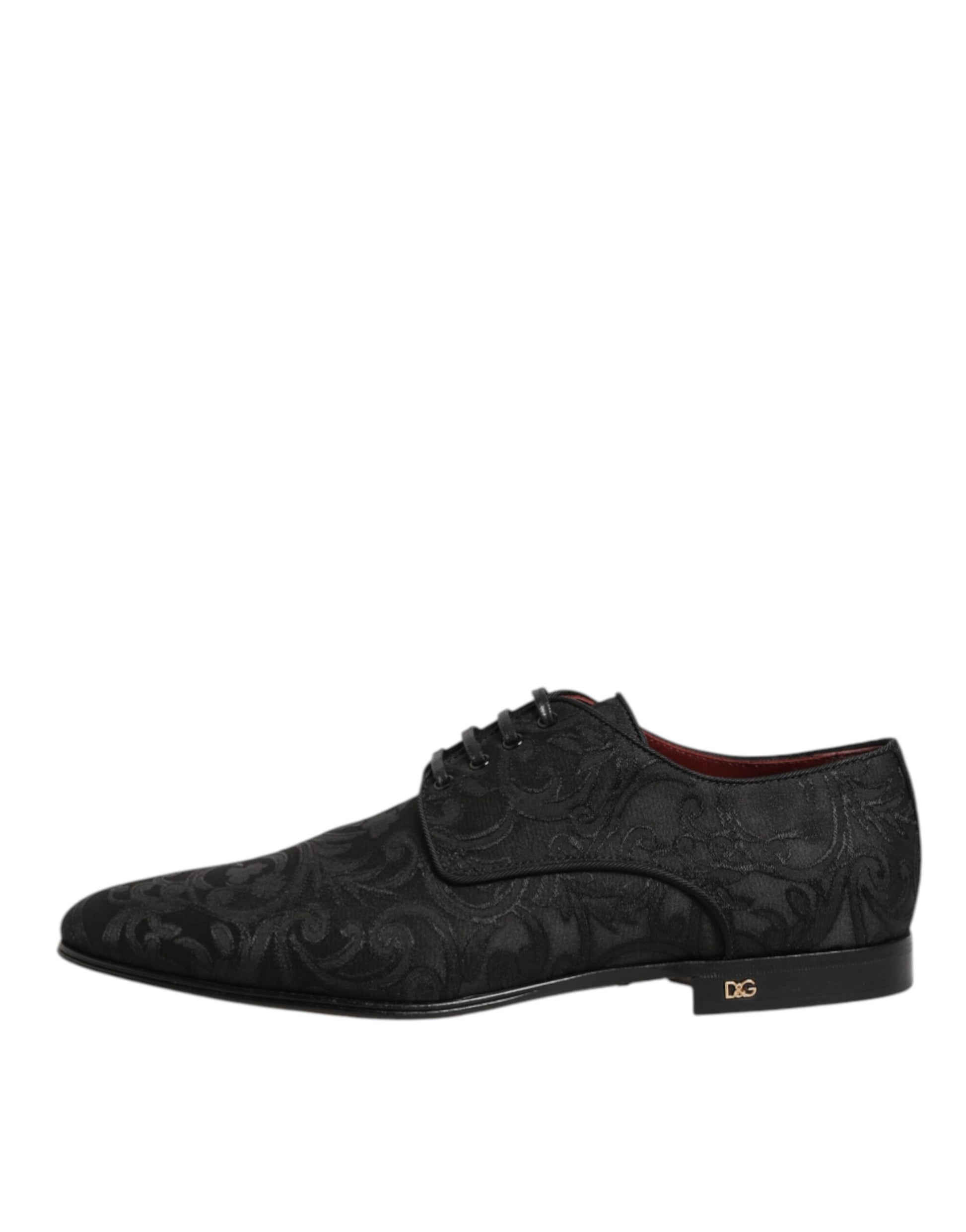 Dolce & Gabbana Black Brocade Lace Up Derby Men Dress Shoes Dolce & Gabbana