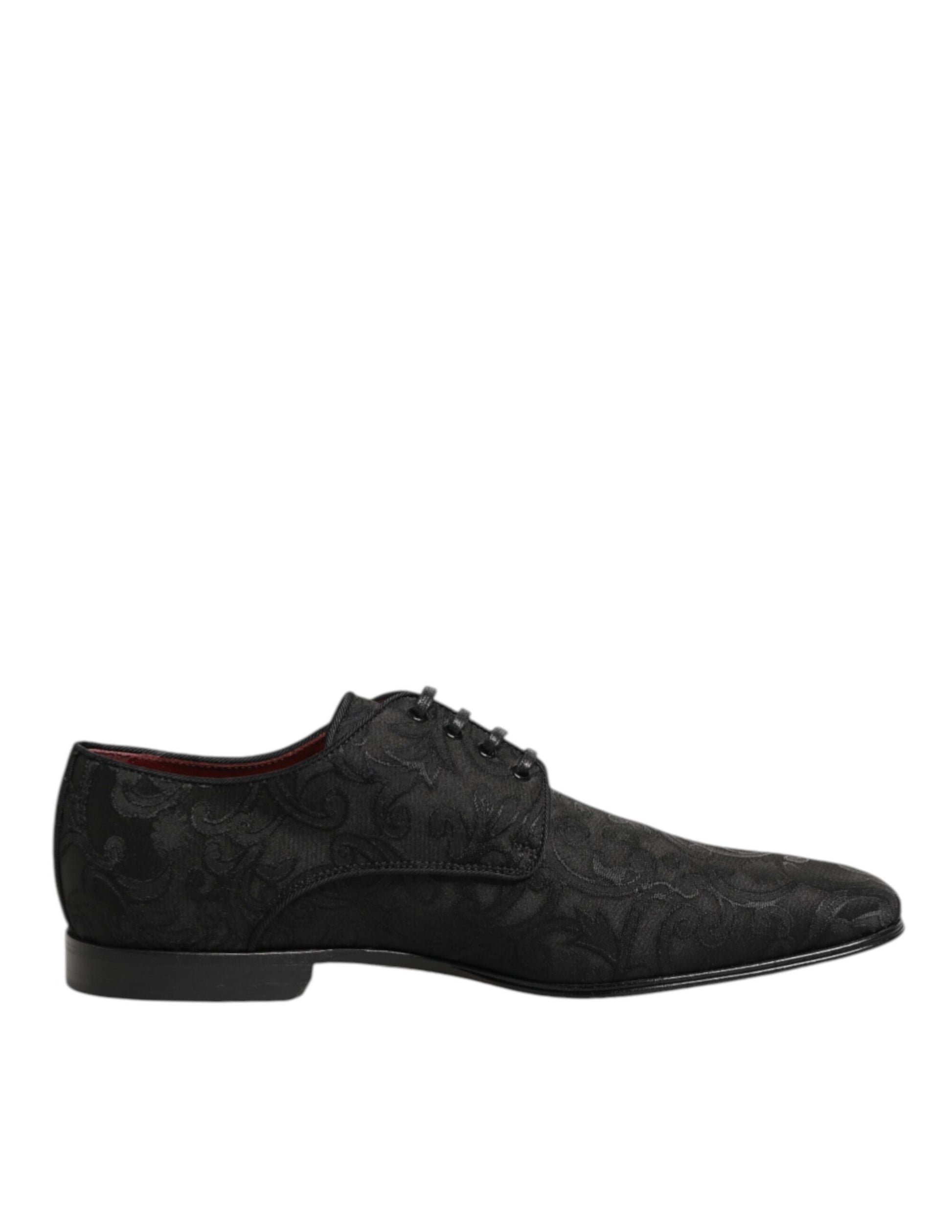 Dolce & Gabbana Black Brocade Lace Up Derby Men Dress Shoes Dolce & Gabbana