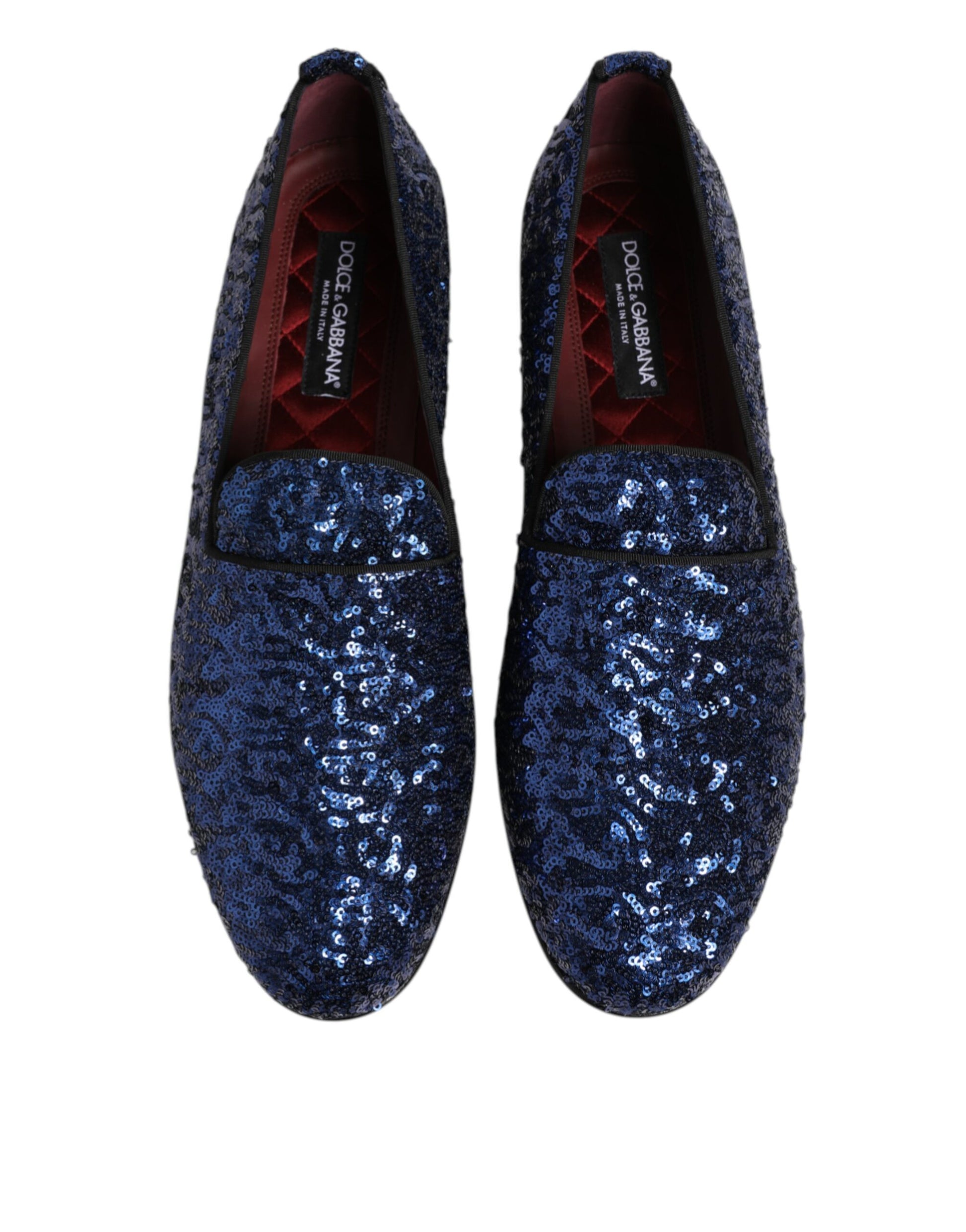 Dolce & Gabbana Blue Sequined Loafers Slippers Men Dress Shoes Dolce & Gabbana