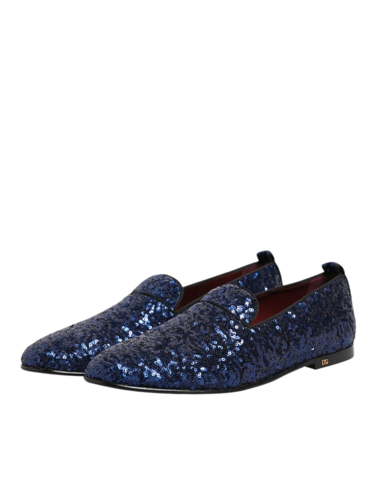 Dolce & Gabbana Blue Sequined Loafers Slippers Men Dress Shoes Dolce & Gabbana