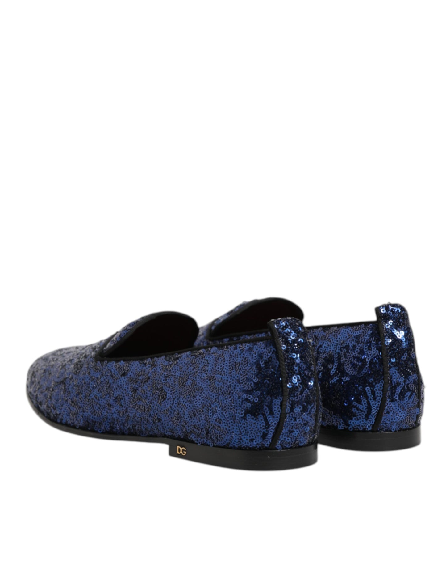 Dolce & Gabbana Blue Sequined Loafers Slippers Men Dress Shoes Dolce & Gabbana