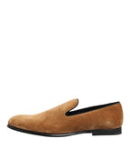 Dolce & Gabbana Brown Suede Slip On Men Loafers Formal Shoes - Eljoys Fashion 