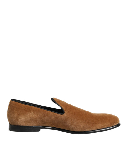 Dolce & Gabbana Brown Suede Slip On Men Loafers Formal Shoes Dolce & Gabbana