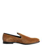 Dolce & Gabbana Brown Suede Slip On Men Loafers Formal Shoes - Eljoys Fashion 