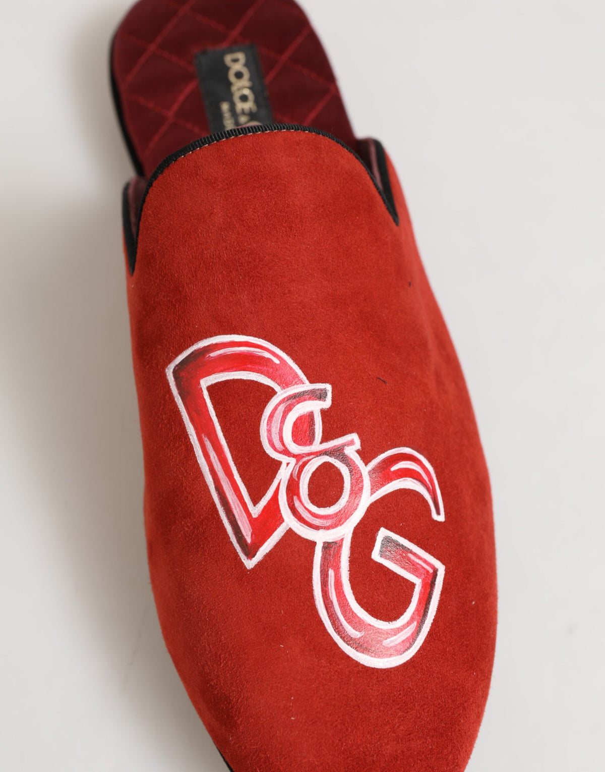 Dolce & Gabbana Red Suede DG King Men House Slippers Shoes - Eljoys Fashion 