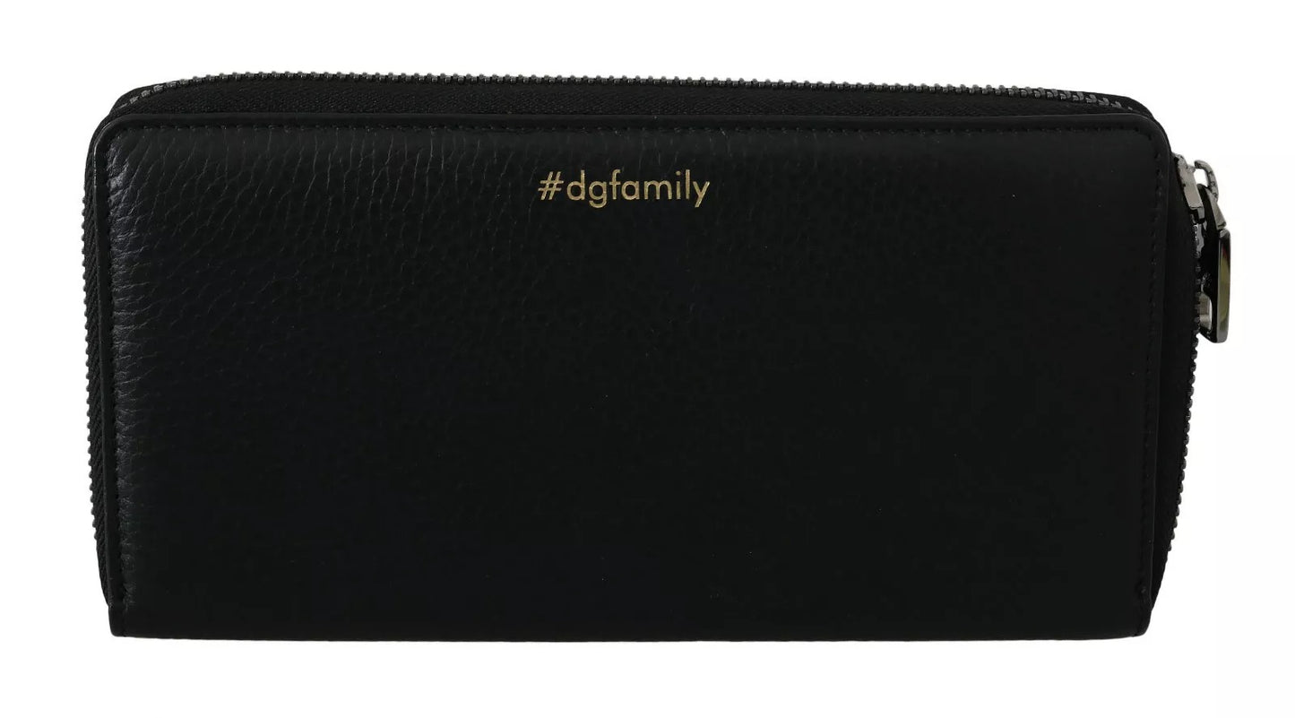 Dolce & Gabbana Black Leather #DGFAMILY Zipper Continental Mens Wallet Dolce & Gabbana