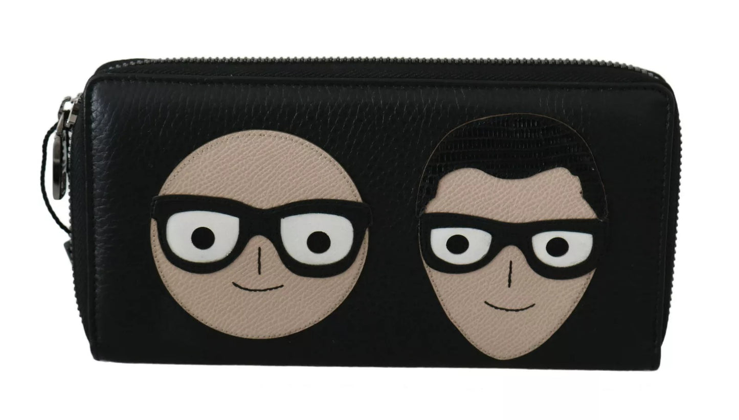 Dolce & Gabbana Black Leather #DGFAMILY Zipper Continental Mens Wallet Dolce & Gabbana