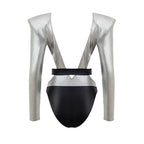 Dolce & Gabbana Gray Viscose One-Piece Swimsuit
