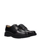 Black leather Church's oxford shoes and derbies with sleek design, polished finish, and classic lace-up style.