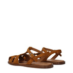 Church's brown leather flat sandals with open toes and ankle straps, stylish and comfortable footwear for warm weather.
