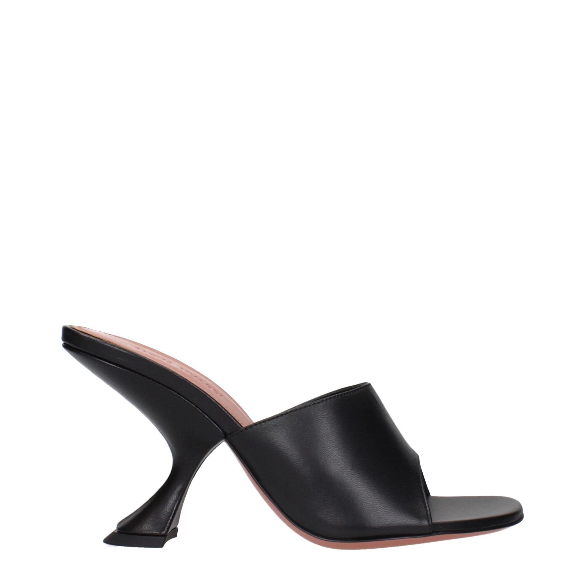 Amina Muaddi Black Leather Stiletto Heel Sandals Amina Muaddi