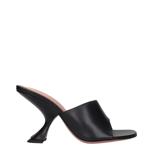 Amina Muaddi Black Leather Stiletto Heel Sandals Amina Muaddi