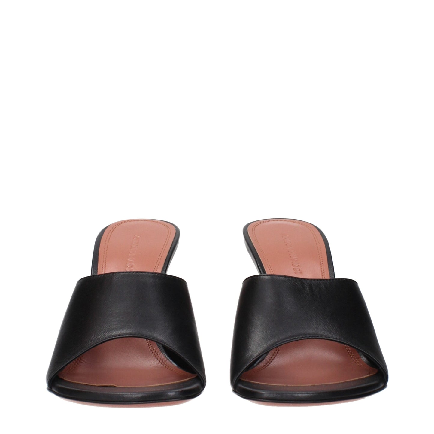 Amina Muaddi Black Leather Stiletto Heel Sandals Amina Muaddi
