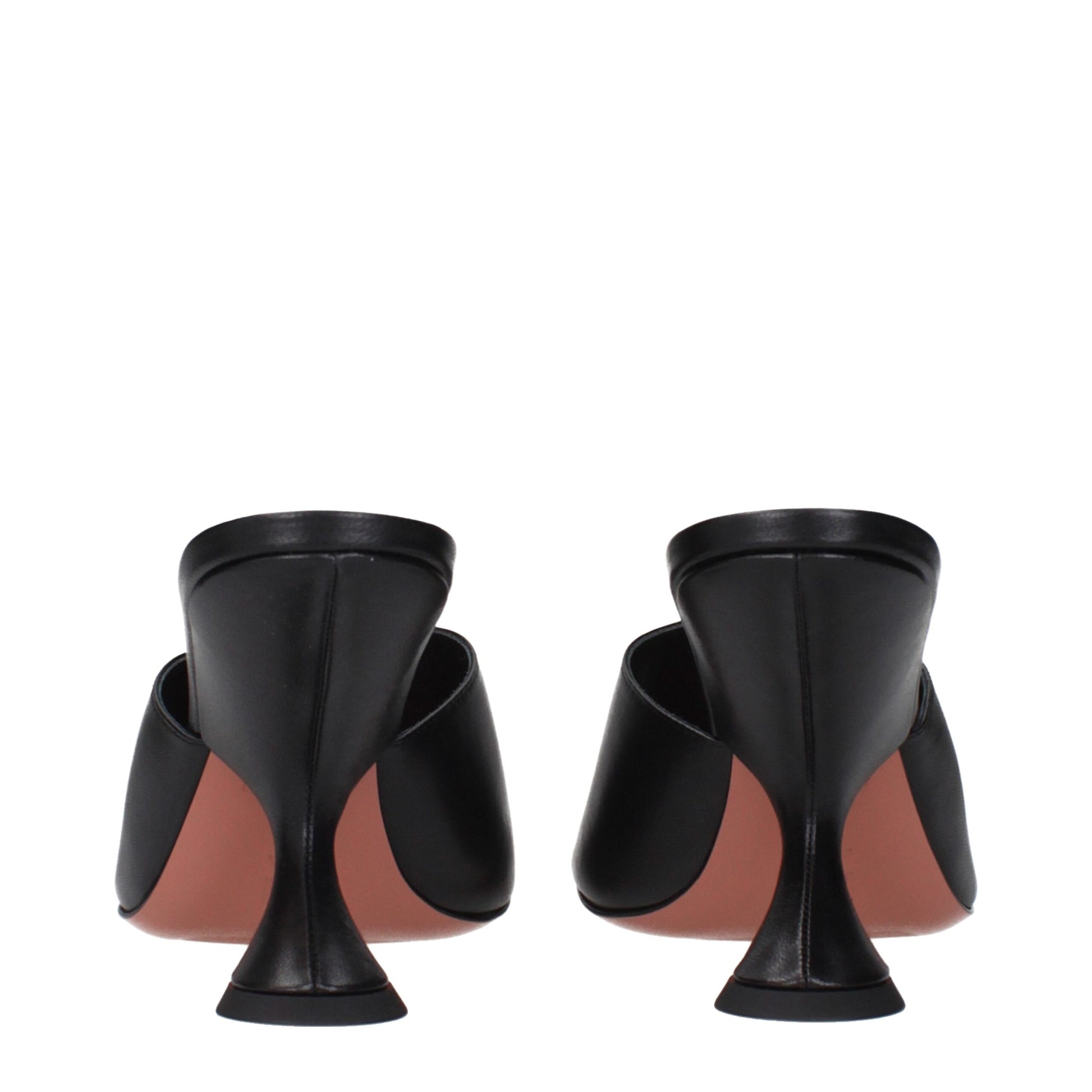 Amina Muaddi Black Leather Stiletto Heel Sandals Amina Muaddi