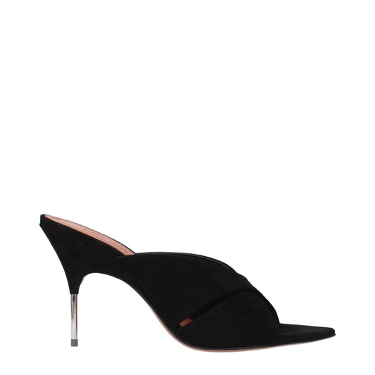 Amina Muaddi Black Leather Stiletto Heel Sandals Amina Muaddi