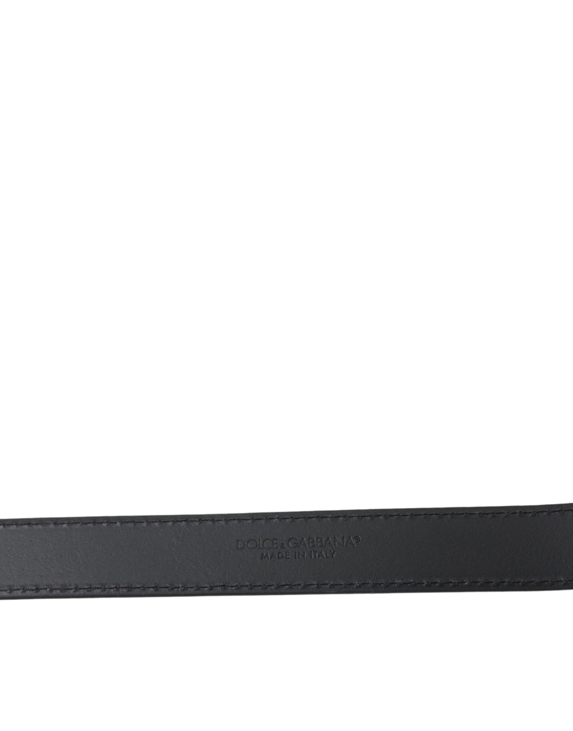 Dolce & Gabbana Black Leather Silver Metal Buckle Men Belt Dolce & Gabbana