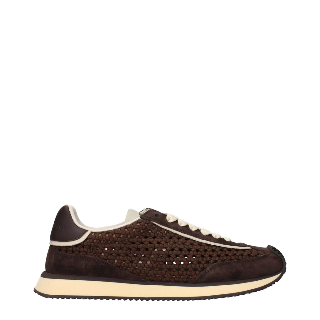 Dolce & Gabbana brown fabric low top sneakers with white soles and subtle branding, casual footwear for everyday wear.