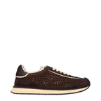 Dolce & Gabbana brown fabric low top sneakers with white soles and subtle branding, casual footwear for everyday wear.