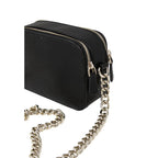 Black Guess polyethylene handbag with structured design, top handles, and subtle logo details.