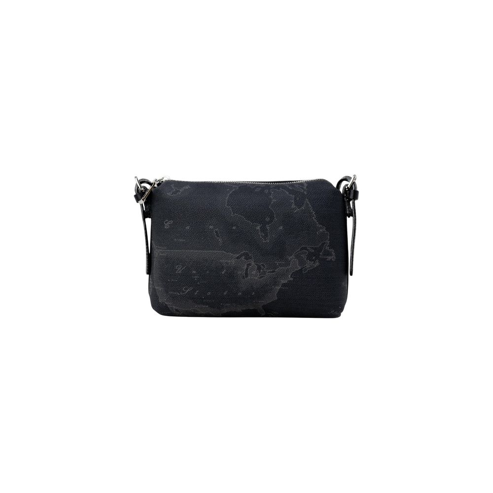 Black Alviero Martini Prima Classe polyester handbag with structured design and top handles, featuring subtle branding details.