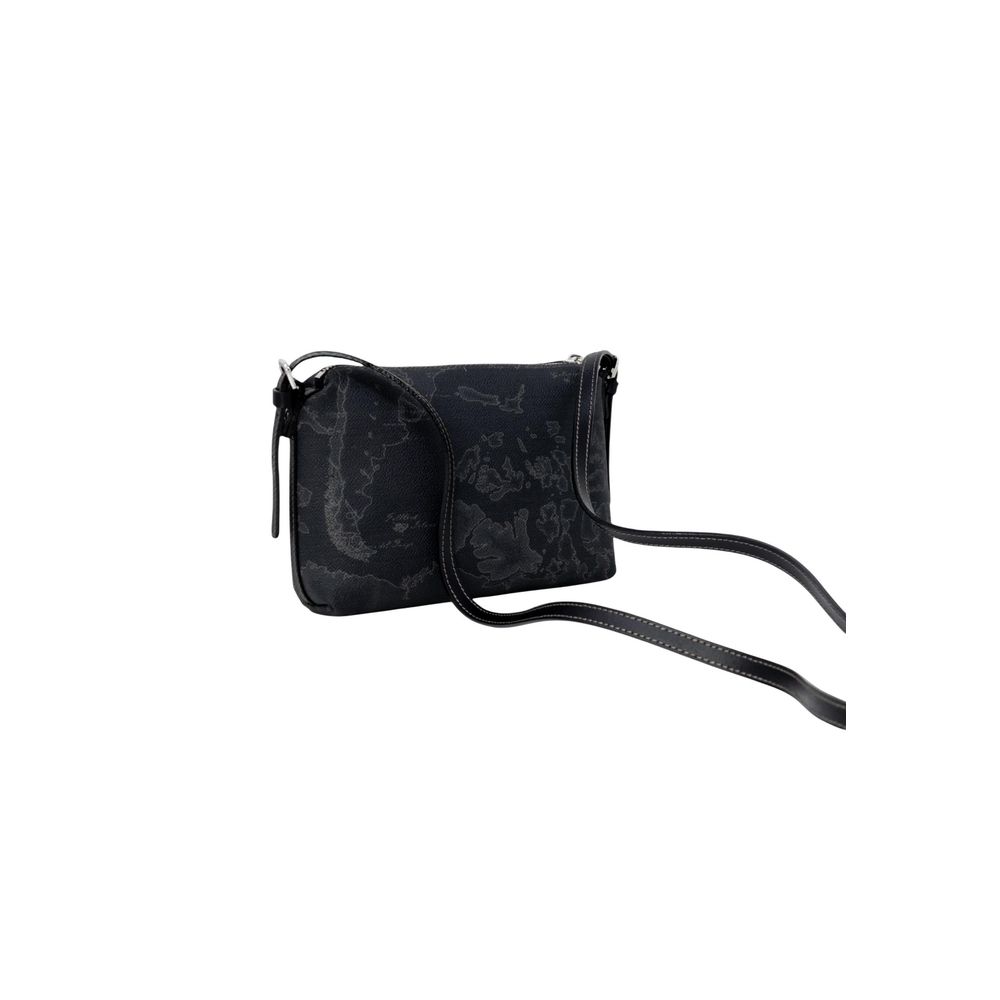 Black polyester Alviero Martini Prima Classe handbag with top handles and logo detail, stylish and functional for everyday use.