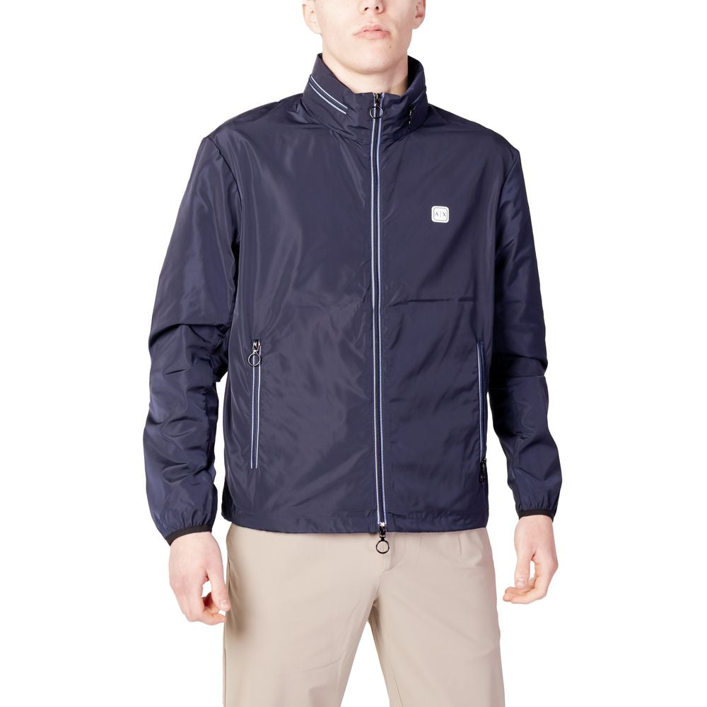 Armani Exchange Blue Polyester Shell Jacket Armani Exchange